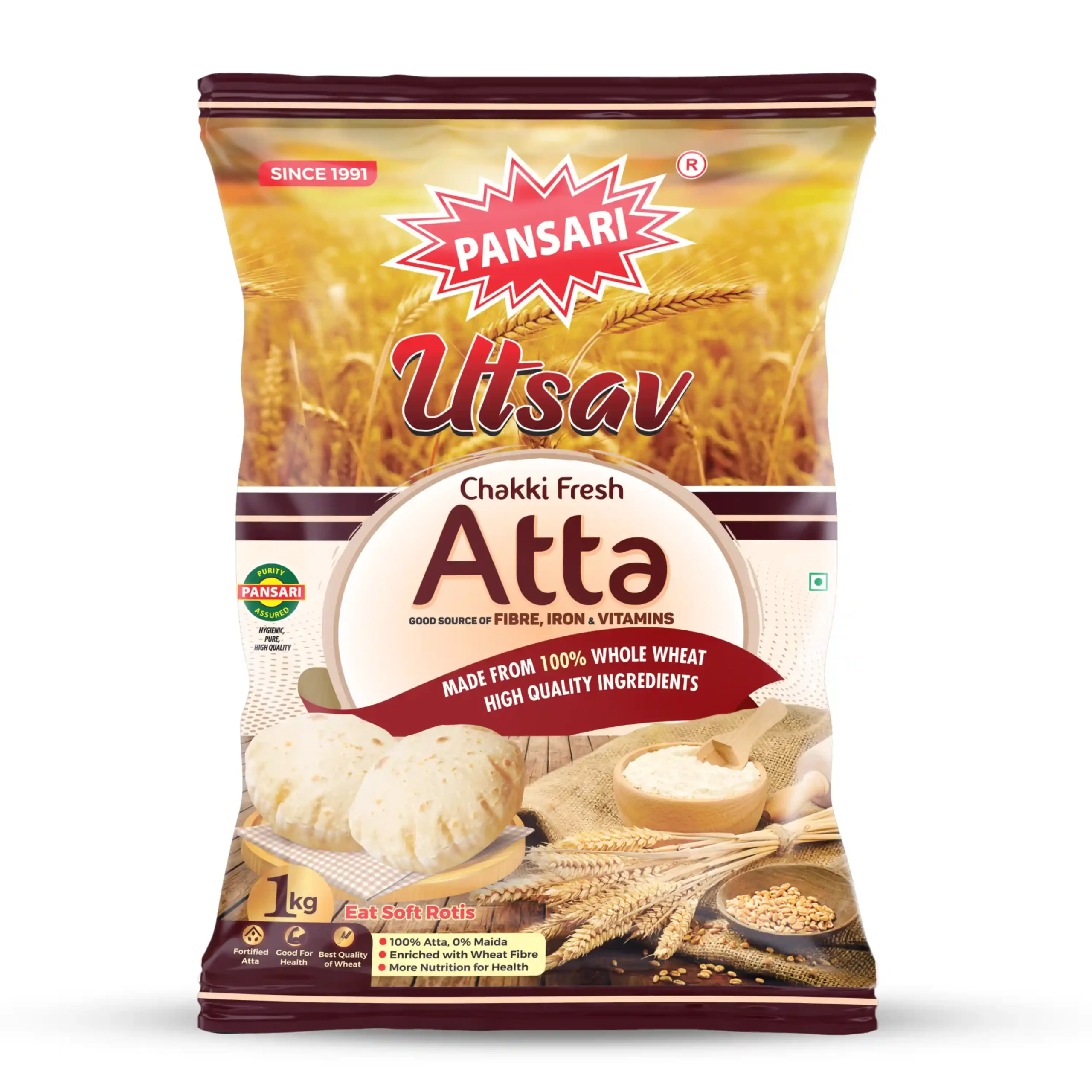 Pansari Nutritious Chakki Fresh Atta pack – stone-ground whole wheat flour